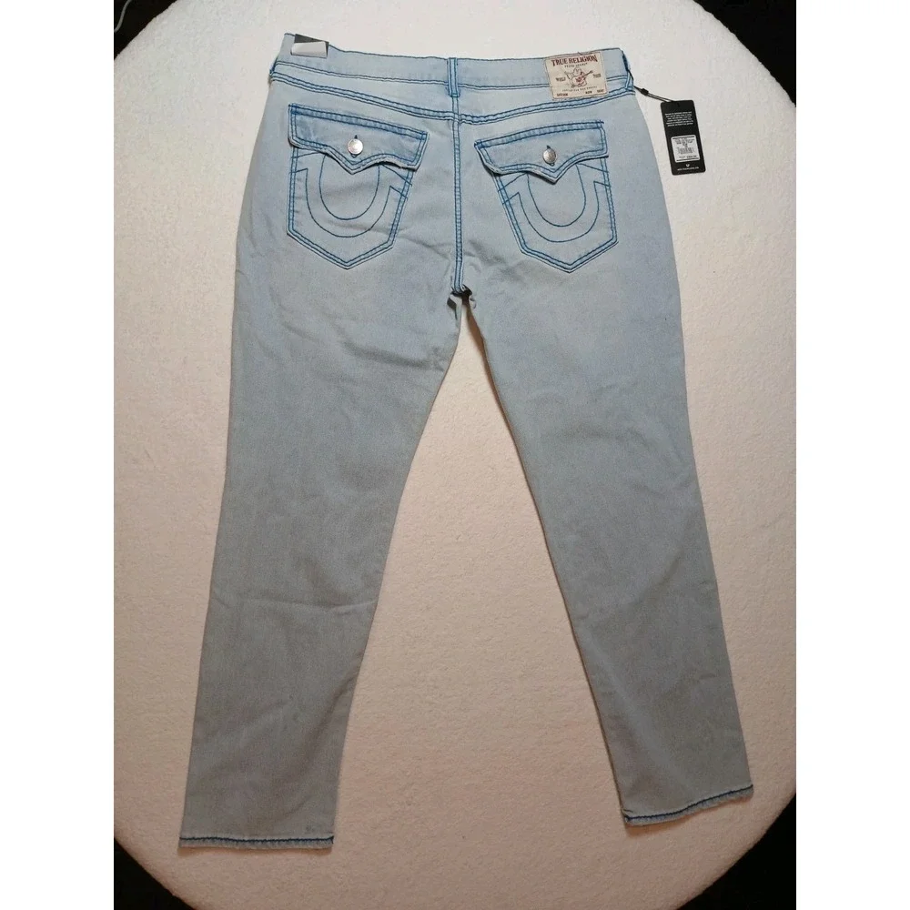 NWT True Religion Geno Relaxed Slim Jeans Men's 36x32 Light Endless Wash Flap